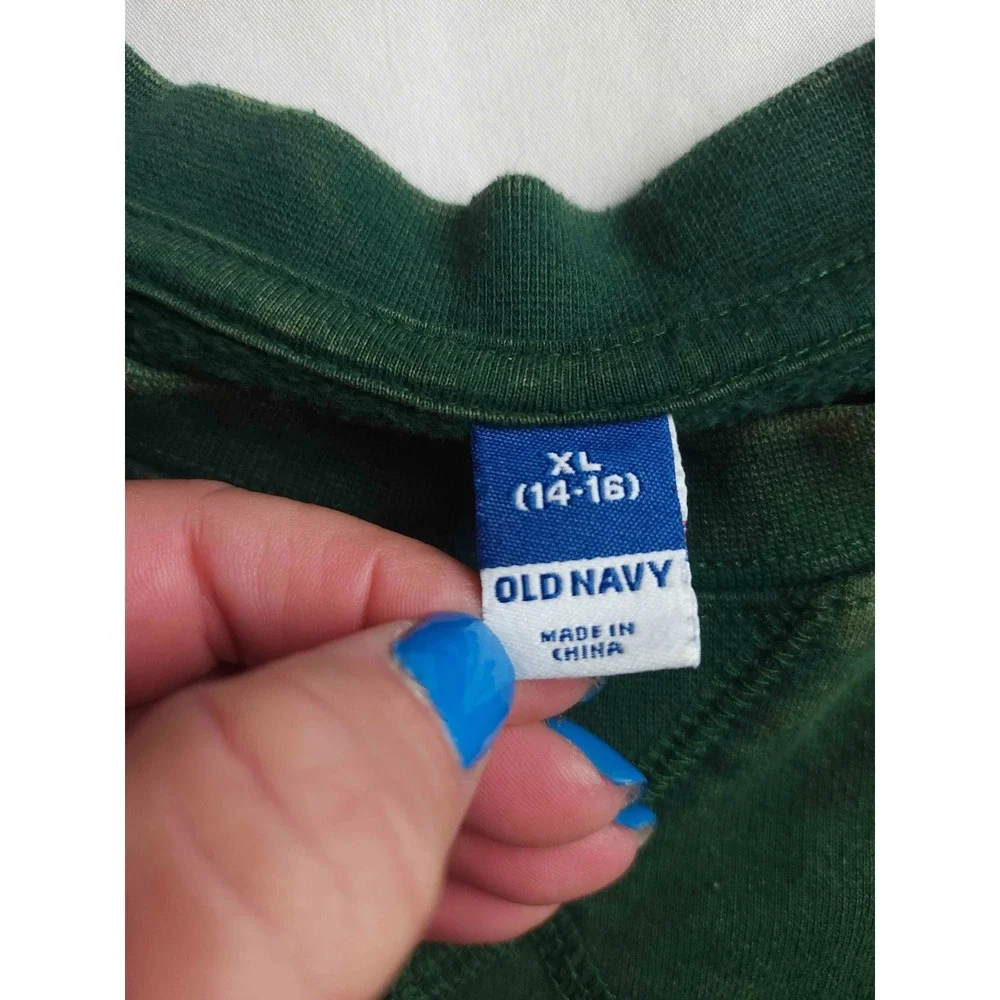 Old Navy Peanuts Records Good Vibes 1950 Sweatshirt Kids XL 14-16 Green Gorpcore